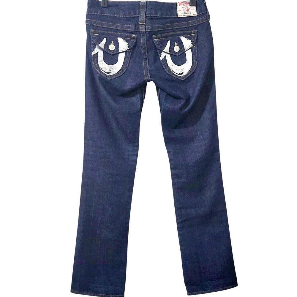 True Religion Billy Jeans Womens 28 (30X31) Blue Denim Dark Wash Straight Leg